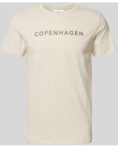 Lindbergh T-shirt Met Labelprint - Naturel
