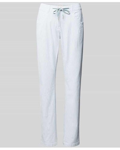 Tom Tailor Slim Fit Hose mit Streifenmuster - Weiß