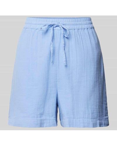 Pieces High Waist Shorts mit elastischem Bund Modell 'STINA' - Blau
