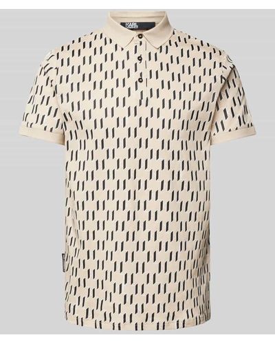 Karl Lagerfeld Slim Fit Poloshirt mit Allover-Logo-Muster - Weiß