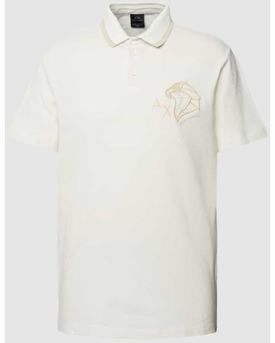 Armani Exchange Poloshirt mit Label-Motiv-Stitching - Weiß