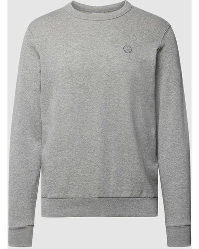Knowledge Cotton Sweatshirt Met Labeldetail - Grijs