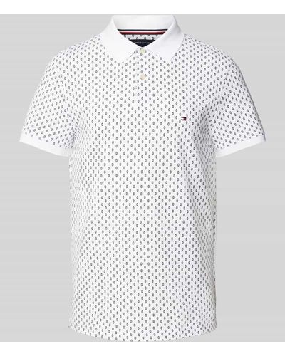 Tommy Hilfiger Slim Fit Poloshirt mit Label-Stitchings Modell 'FLAG CUFF' - Weiß