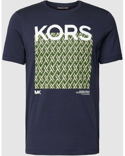 Michael Kors T-shirt Met Motief- En Labelprint - Blauw