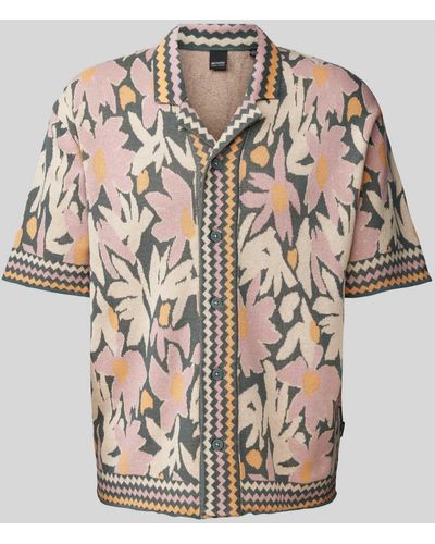 Only & Sons Relaxed Fit Jacquard Overhemd Met Bloemenmotief - Naturel