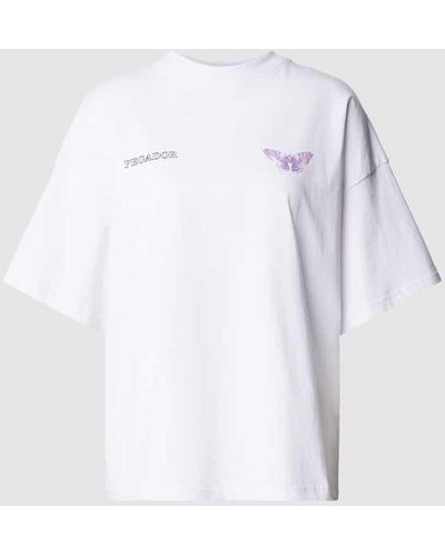 PEGADOR Oversized T-Shirt mit Motiv-Print Modell 'EIRA' - Weiß