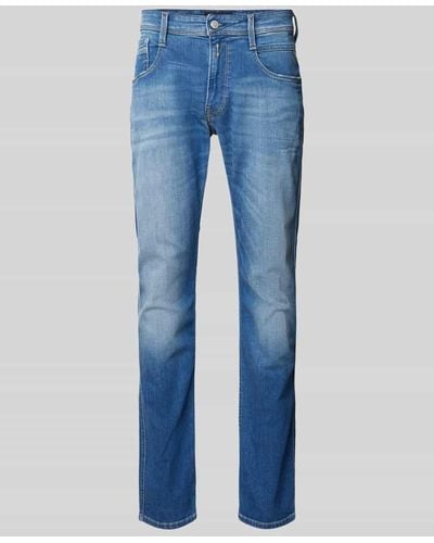 Replay Slim Fit Jeans im 5-Pocket-Design Modell 'Anbass' - Blau