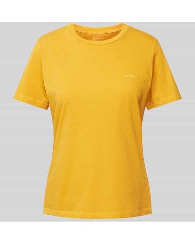 GANT T-Shirt mit Label-Stitching - Gelb
