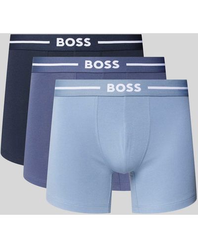 BOSS Trunks mit elastischem Logo-Bund im 3er-Pack - Blau