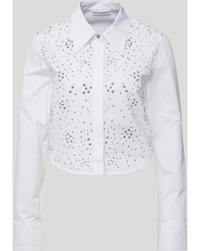 Rabanne Cropped Hemdbluse mit Nietenbesatz - Weiß