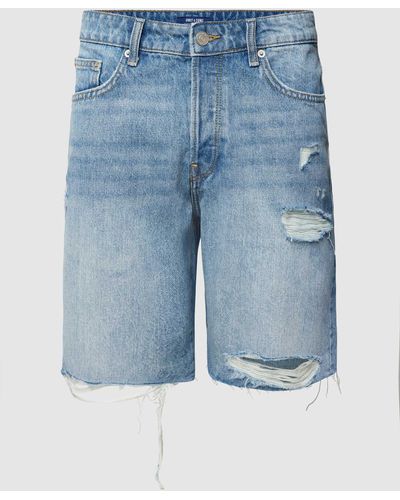 Only & Sons Shorts im Destroyed-Look - Blau