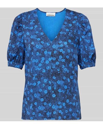 ARMEDANGELS Bluse mit floralem Allover-Print Modell 'SAARITA MILLES FLEURS' - Blau