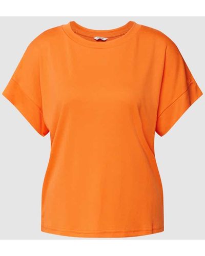 B.Young T-Shirt mit geripptem Rundhalsausschnitt - Orange