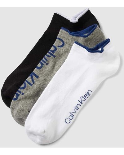 Calvin Klein Sneakersocken mit Label-Print im 3er-Pack - Blau
