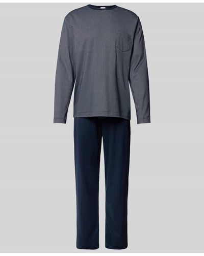 Mey Pyjama mit Streifenmuster Modell 'BENNISON' - Blau