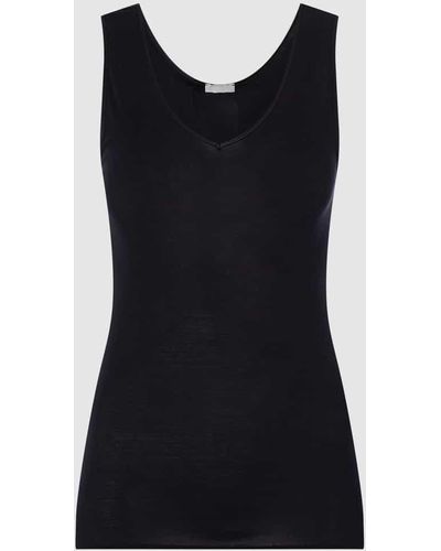 Hanro Unterhemd aus Baumwolle - nahtlos Modell Cotton Seamless - Schwarz
