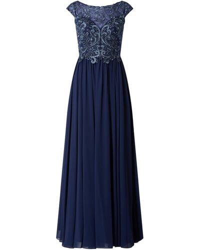 Luxuar Abendkleid mit Strasssteinen - Blau