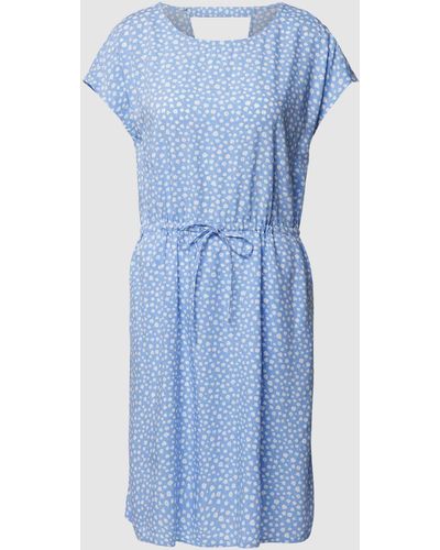 Tom Tailor Mini-jurk Van Viscose Met Bloemenmotief - Blauw