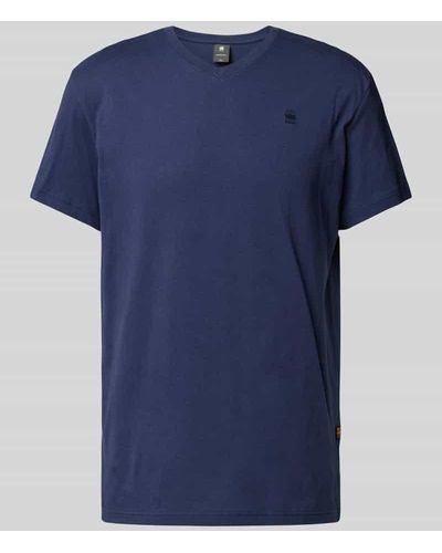 G-Star RAW T-Shirt mit Label-Print Modell 'Base' - Blau