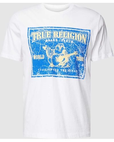 True Religion T-Shirt mit Label-Print - Blau
