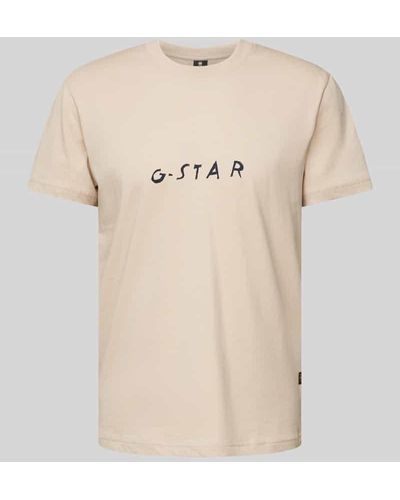 G-Star RAW T-Shirt mit Label-Print - Natur