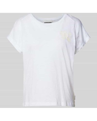 ARMEDANGELS T-Shirt mit floralem Stitching Modell 'ONELIAA FAANCY' - Weiß