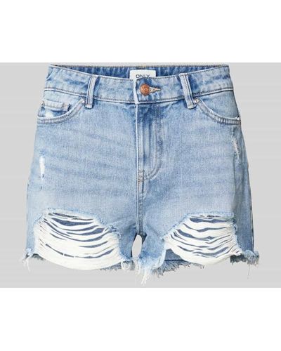 ONLY Jeansshorts im Destroyed-Look Modell 'PACY' - Blau