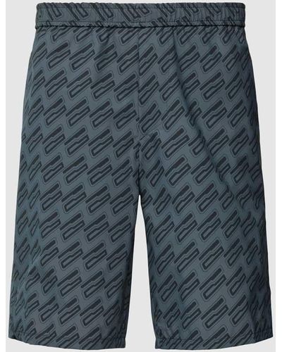 BOSS Shorts mit grafischem Allover-Muster Modell 'Game Long' - Blau
