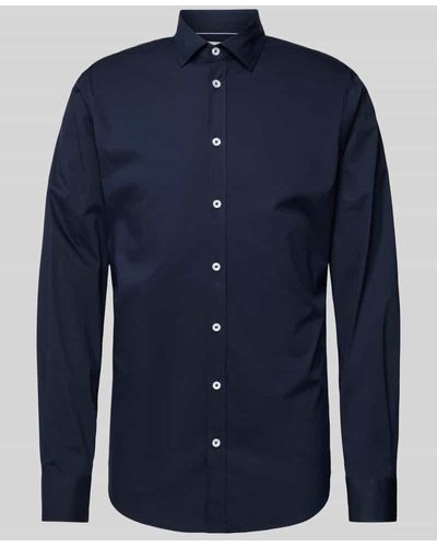 s.Oliver BLACK LABEL Tailored Fit Business-Hemd mit Kentkragen - Blau