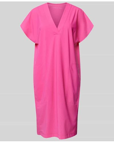 RAFFAELLO ROSSI Knielanges Kleid mit V-Ausschnitt Modell 'JOYCE' - Pink