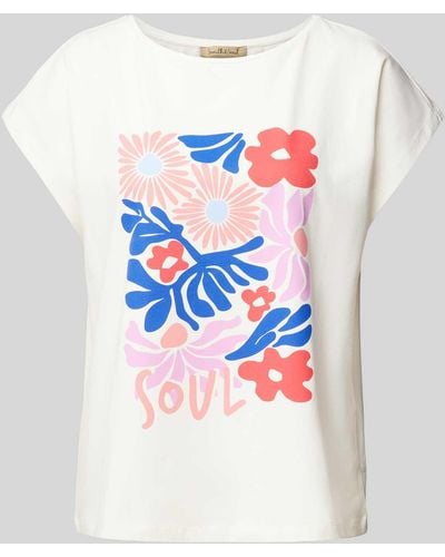 Smith & Soul T-shirt Met Bloemenprint - Wit