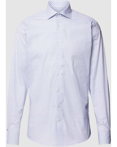 Bruun & Stengade Slim Fit Business-Hemd mit Allover-Muster Modell 'UNITAS' - Blau