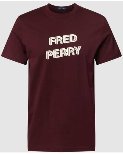 Fred Perry T-Shirt mit Label-Print - Rot