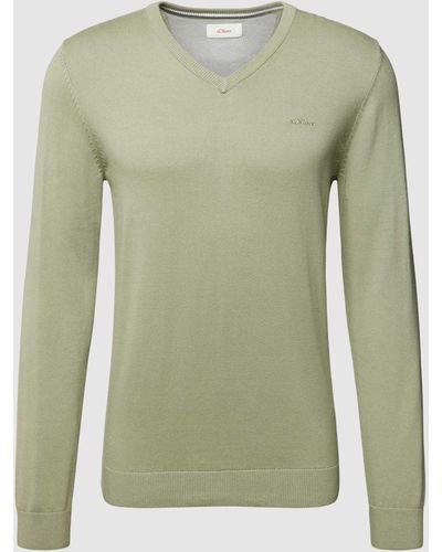 s.Oliver RED LABEL Gebreide Pullover Met V-hals - Groen