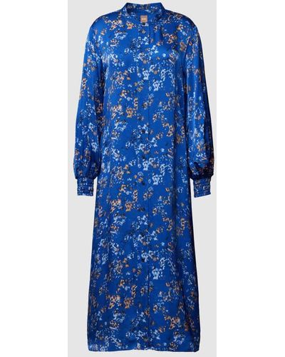 BOSS Blusenkleid aus Viskose mit Allover-Muster Modell 'Diceane' - Blau