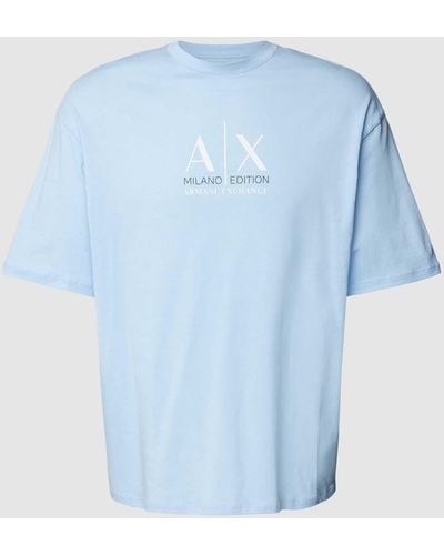 Armani Exchange Comfort Fit T-shirt Met Labelprint - Blauw