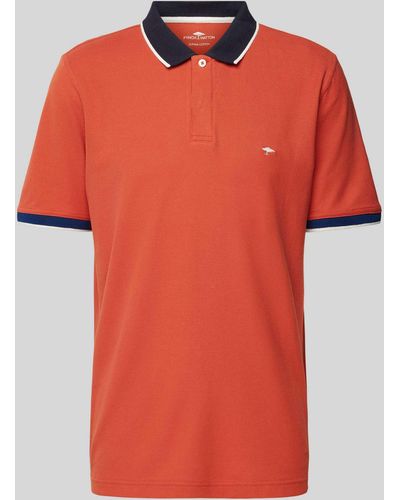 Fynch-Hatton Regular Fit Poloshirt Met Contrastgarnering - Oranje