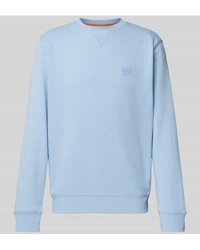 BOSS Sweatshirt mit Label-Patch Modell 'Westart' - Blau