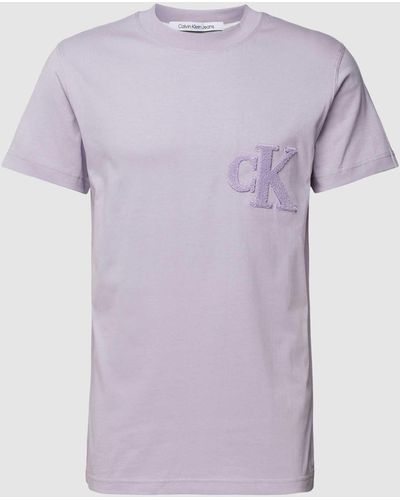 Calvin Klein T-shirt Met Labeldetail - Paars