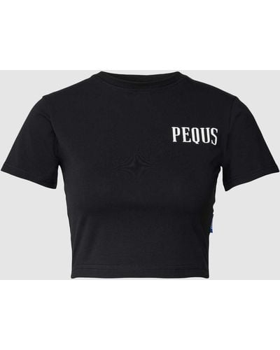 Pequs Kort T-shirt Met Labelprint - Zwart