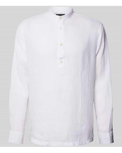 Marc O' Polo Regular Fit Leinenhemd mit Stehkragen - Weiß