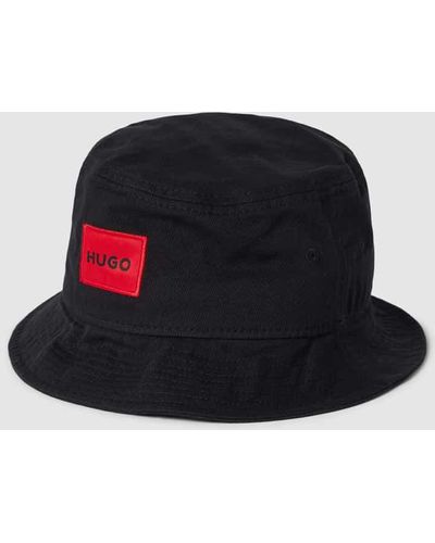 HUGO Bucket Hat mit Label-Patch Modell 'Larry' - Schwarz