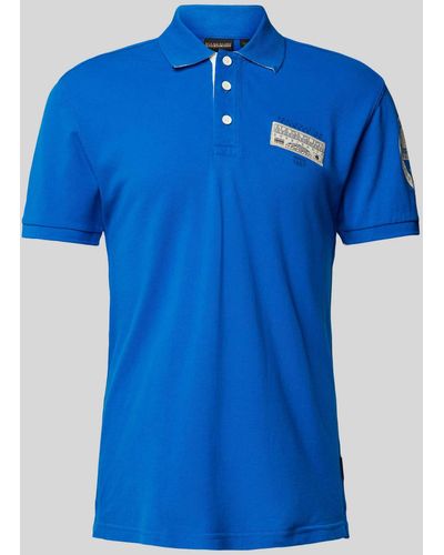 Napapijri Slim Fit Poloshirt mit Label-Patch Modell 'E-AMUNDSEN' - Blau