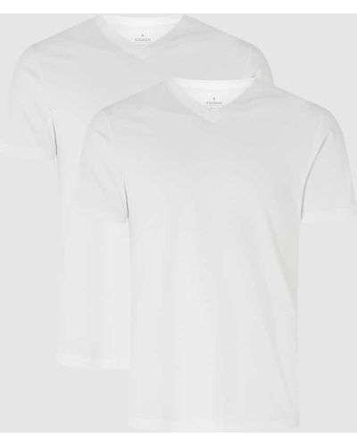 RAGMAN Regular Fit T-Shirt aus Pima-Baumwolle im 2er-Pack - Weiß