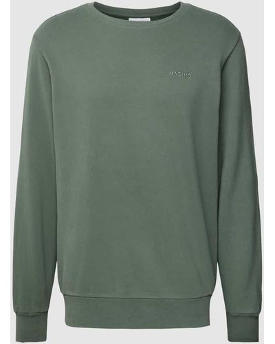 Mazine Sweatshirt mit Label-Stitching Modell 'Burwood' - Grün