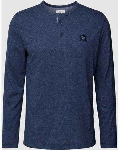 S.oliver Shirt Met Lange Mouwen En Korte Knoopsluiting - Blauw
