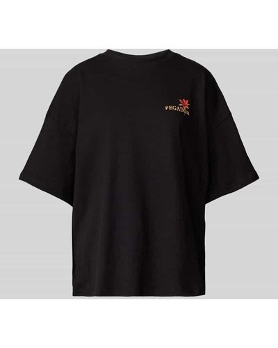 PEGADOR Oversized T-Shirt mit Motiv- und Label-Print Modell 'MARAMIE' - Schwarz