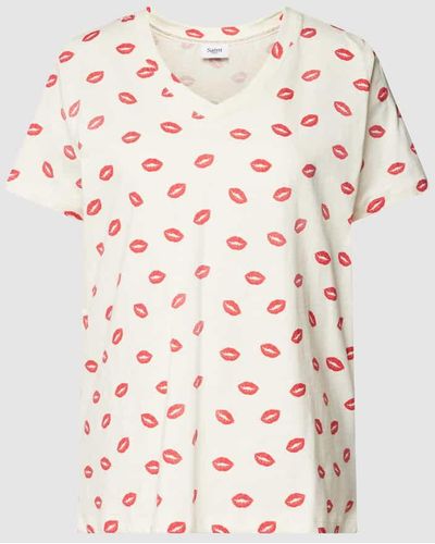Saint Tropez T-Shirt mit V-Ausschnitt Modell 'Tima' - Mehrfarbig