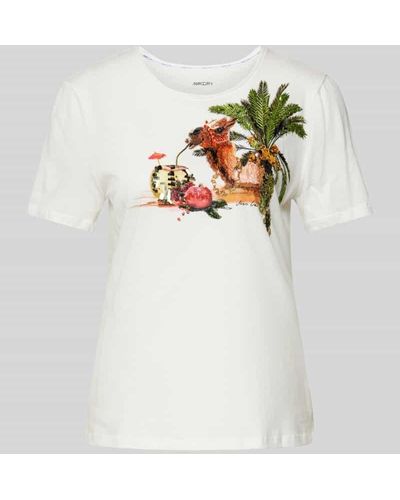 Marc Cain T-Shirt mit Paillettenbesatz - Weiß