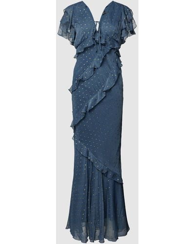 Lipsy Maxi-jurk Met Volants En Veters - Blauw